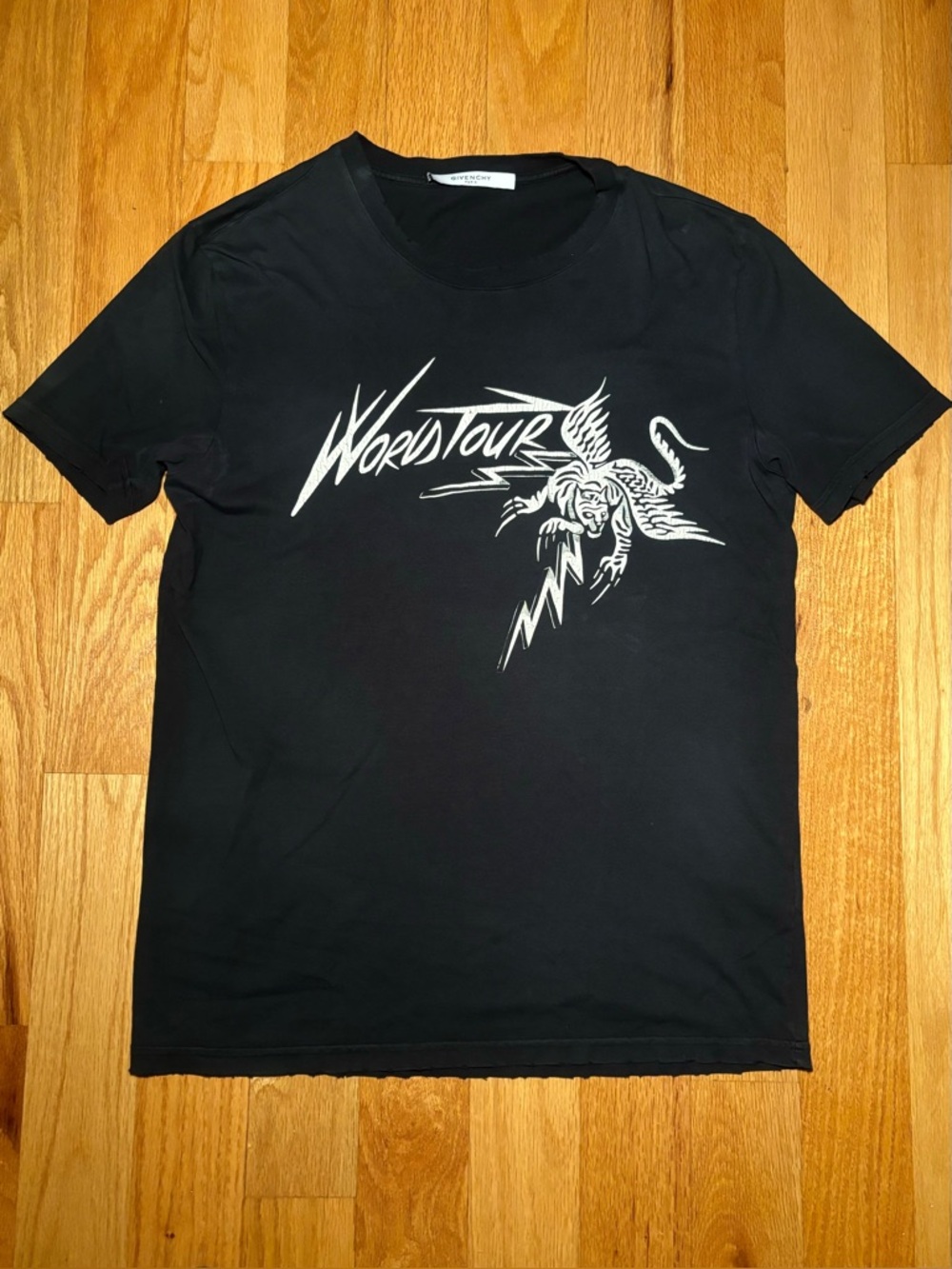 Givenchy Black Tee with White 'World Tour' Graphic